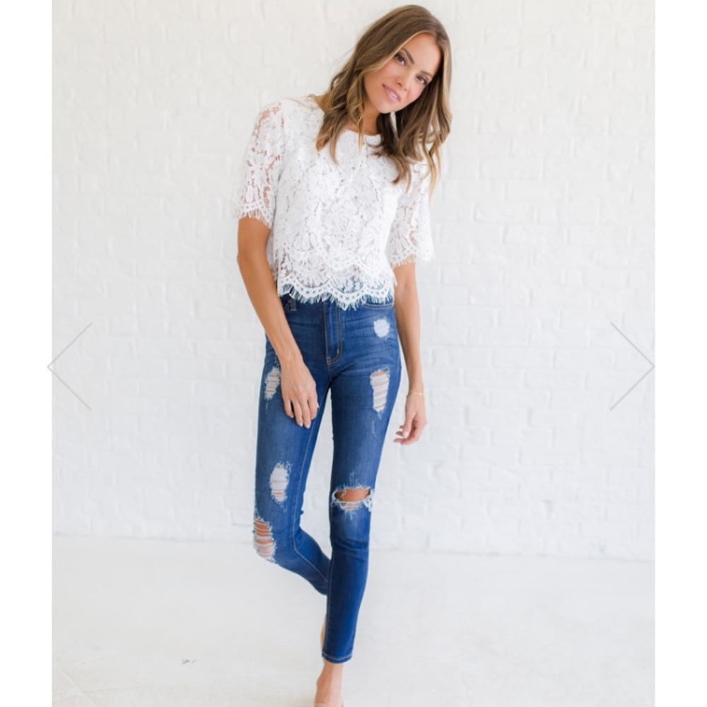 NWOT white lace top